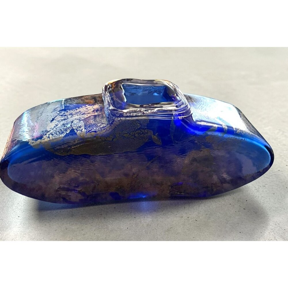 Charlie Meaker MCM Art Glass Large Blue Azurene Vase - Picture 8 of 10